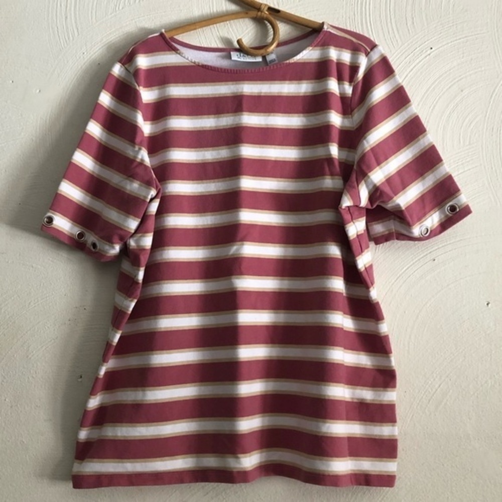 D&Co Shirt Active Women’s Size XL Top Cotton Stripes Pull Over‎